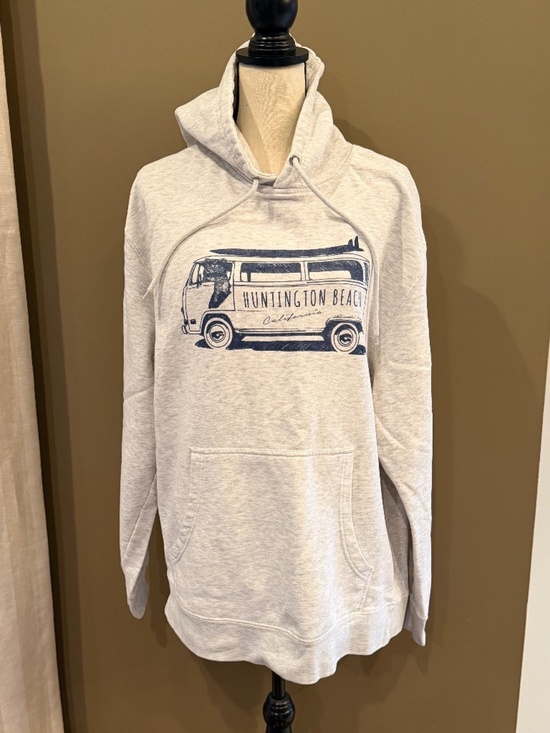 Lane Seven Tops - Huntington Beach Gray Pullover Hoodie Bear in Volkswagen Graphic, Size XL